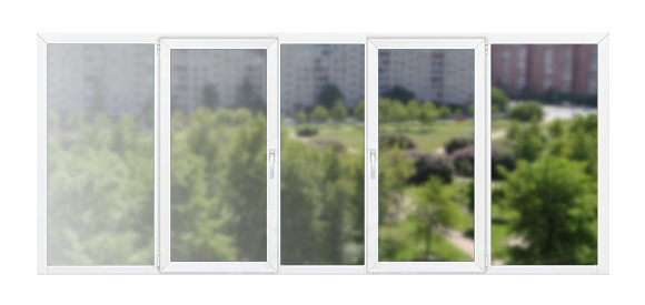 Пятистворчатые балконные рамы ПВХ 600×140 Salamander